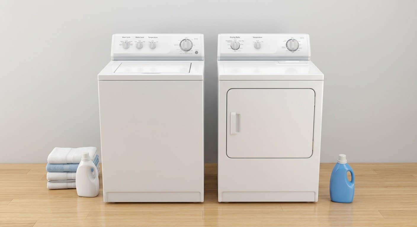 A basic washer + dryer set — the unit you receive may vary in brand, model, and color